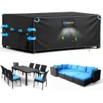 Housse salon de jardin exterieur impermable protection pour mobilier 242x182x100cm rectangulaire, 420d ...