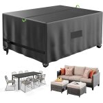 Housse salon de jardin, housse de table jardin rectangulaire, tissu oxford 210d couverture de protection, ...