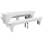 Housses de table et bancs extensibles 3 pcs blanc 220x50x80 cm vidaxl vidaxl Housses de table et bancs extensibles 3 pcs blanc 220x50x80 cm vidaxl vidaxl