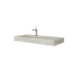 Hpl lavabo de salle de bain avec vasque gauche chene glace 100cm
