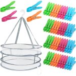 Hthed - 49pcs panier pince a linge pinces a linge d'extrieur solides avec panier de rangement a deux ...