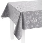 Hthed - nappe lavable au mtre - 220 x 140 cm (bord coup) - motif pissenlit gris - impermable - idal ...