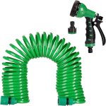 Hthed - relaxdays tuyau de jardin avec pomme darrosage, extensible et flexible jusqu 10 m, en spirale, ...