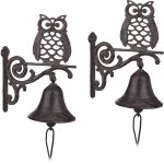 Huej - 2x cloches fonte chouette sonnette murale antique rustique hibou cordon dco impermable porte ...
