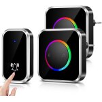 Huej - [pas besoin de piles]sonnette sans fil, sonnette de porte etanche kit de carillon electronique ...