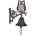Huej - cloche fonte chouette sonnette murale antique rustique hibou cordon dco impermable porte jardin ...
