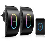 Huej - sonnette sans fil exterieur etanche avec 2 récepteurs, indicateur rvb, portée de 400m, ip65 etanche ... Huej - sonnette sans fil exterieur etanche avec 2 récepteurs, indicateur rvb, portée de 400m, ip65 etanche ...