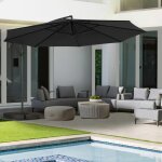 Idmarket parasol d�port� rotatif 360 ajaccio gris d. 3, 5m avec 4 dalles et housse