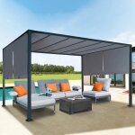 Idmarket pergola 3x4 m toile grise coulissante 2 pans belvdre de jardin