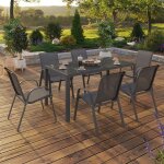 Idmarket salon de jardin madrid table 150 cm et 6 chaises empilables