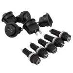 Interrupteur a bascule rond spst, bouton marche / arrêt, noir, 5 pièces, ac 125v 15a, porte - fusible ... Interrupteur a bascule rond spst, bouton marche / arrêt, noir, 5 pièces, ac 125v 15a, porte - fusible ...