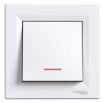Interrupteur va - et - vient voyant lumineux avec cadre bornes � vis blanc schneider asfora