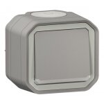 Interrupteur ou vv lumineux - complet - saillie - tanche - gris - plexo legrand