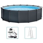 Intex - graphite gray panel - piscine avec pompe de filtration - 478x124 cm - ronde - piscine intrieure ...