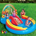 Intex piscine gonflable rainbow ring play center 297x193x135cm 57453np