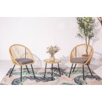 Ipanema - salon de balcon beige 2 fauteuils et 1 table