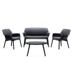 Izmir - salon de jardin 4 places gris anthracite avec table basse