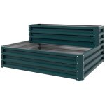 Jardini�re carr� potager 2 etages dim. 120l x 101l x 58h cm t�le d'acier ondul�e vert