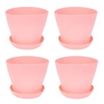 Jardinière de fleurs en plastique 14cm / 5. 51 pouces, 4 pièces, plateau rond brillant avec soucoupe, ... Jardinière de fleurs en plastique 14cm / 5. 51 pouces, 4 pièces, plateau rond brillant avec soucoupe, ...
