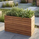 Jardini�re hwc - l21, bac a fleurs, pot de fleurs, jardini�re sur pied, carr�e 41 x 63 x 23 cm, pour ...