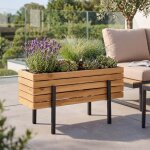 Jardini�re hwc - p88, bac a fleurs, pour l'int�rieur et l'ext�rieur, en bois d'acacia certifi� mvg, 35 ...