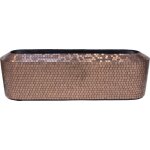 Jardinière mosaïque fibres de verre 30 x long 100 cm h 30 cm int. plat long bronze Jardinière mosaïque fibres de verre 30 x long 100 cm h 30 cm int. plat long bronze