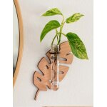 Jardinières murales en forme de feuille, pots de plantes muraux en bois suspendus avec vase a tubes a ... Jardinières murales en forme de feuille, pots de plantes muraux en bois suspendus avec vase a tubes a ...
