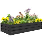 Jardini�re rectangulaire carr� potager dim. 150l x 70l x 30h cm acier ondul� noir