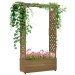 Jardini�re rectangulaire potager sur pied avec treillis et arche bois sapin pr� - huil�