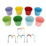 Jardinire  seau suspendue 8 pices, pots de fleurs dcoratifs colors en fer avec crochets dtachables ...