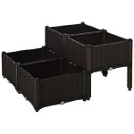 Jardinire sur pieds carr potager 2 etages dim. 80l x 80l x 44h cm insert d'irrigation plastique imitation ...