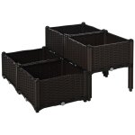 Jardini�re sur pieds carr� potager 2 etages dim. 80l x 80l x 44h cm insert d'irrigation plastique imitation ...
