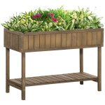 Jardini�re sur pieds carr� potager avec etag�re dim. 110l x 46l x 76h cm 8 compartiments & inserts d'irrigatio ...