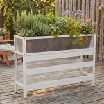 Jardini�re sur pied hwc - p96, bac a l�gumes / plantes, jardini�re, pot de fleurs en aluminium transparent ...
