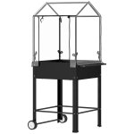 Jardini�re sur pied avec serre - carr� potager sur pied - 2 roues - 67 x 69 x 147 cm - m�tal pvc noir ...