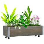 Jardini�re sur roulettes - jardini�re rectangulaire - inserts d'irrigation, feutre de drainage inclus ...