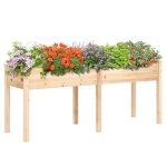 Jardinire surleve en bois avec pieds costway, panneau diviseur, trous de drainage, conteneur pour ...
