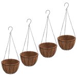 Jardinires suspendues 4 pcs avec doublure coco noir Ø 40x63 cm