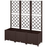 Jardini�re treillis haut h. 135 cm - syst�me de drainage int�gr� - effet rotin tress� pp chocolat