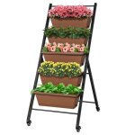 Jardini�re verticale mobile a 5 niveaux costway, 5 bacs de plantation, drainage d'eau, support de jardinage ...