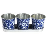 Jardinière en zinc 3 pots carreaux de ciment Jardinière en zinc 3 pots carreaux de ciment