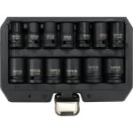 Jeu de 13 douilles a choc impact courtes 6 pans carre 1 / 2 de 10  24 mm