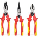 Jeu de 3pcs vde pinces isoles 1000 v, inclus pince universelle, pince  bec long et pince coupante, ...