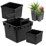 Inserts pour pots de fleurs - prosperplast - 3x inserts carr�s - noir - plastique de haute qualit� - ...