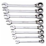 Jeu de 8 cl�s mixtes a cliquet articulees