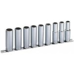 Jeu de 9 douilles longues 1 / 2'' sur rack de rangement slj - 9r - 12 � 21 mm sam outillage
