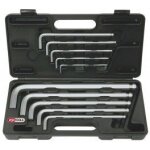 Jeu de cl� male 6 pans sph�rique extra longue ks, 3 - 4 - 5 - 6 - 7 - 8 - 10 - 12 - 14 - 17mm