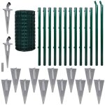 Jeu de clture avec des piquets de sol 25 x 0, 8 m acier vert