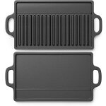 Jexnovashop - poele grill, poles gril double face 44 * 23cm, poele grill fonte extrieur avec revtement ...