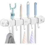 Jfkjg - support mural pour balai et serpillre avec ventouse, 4 supports et 5 crochets, en plastique ...